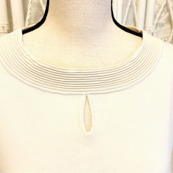 Pendleton Jackie Sweater Cream Short Sleeve Silk Blend Keyhole Plus size 2X - Picture 3 of 16